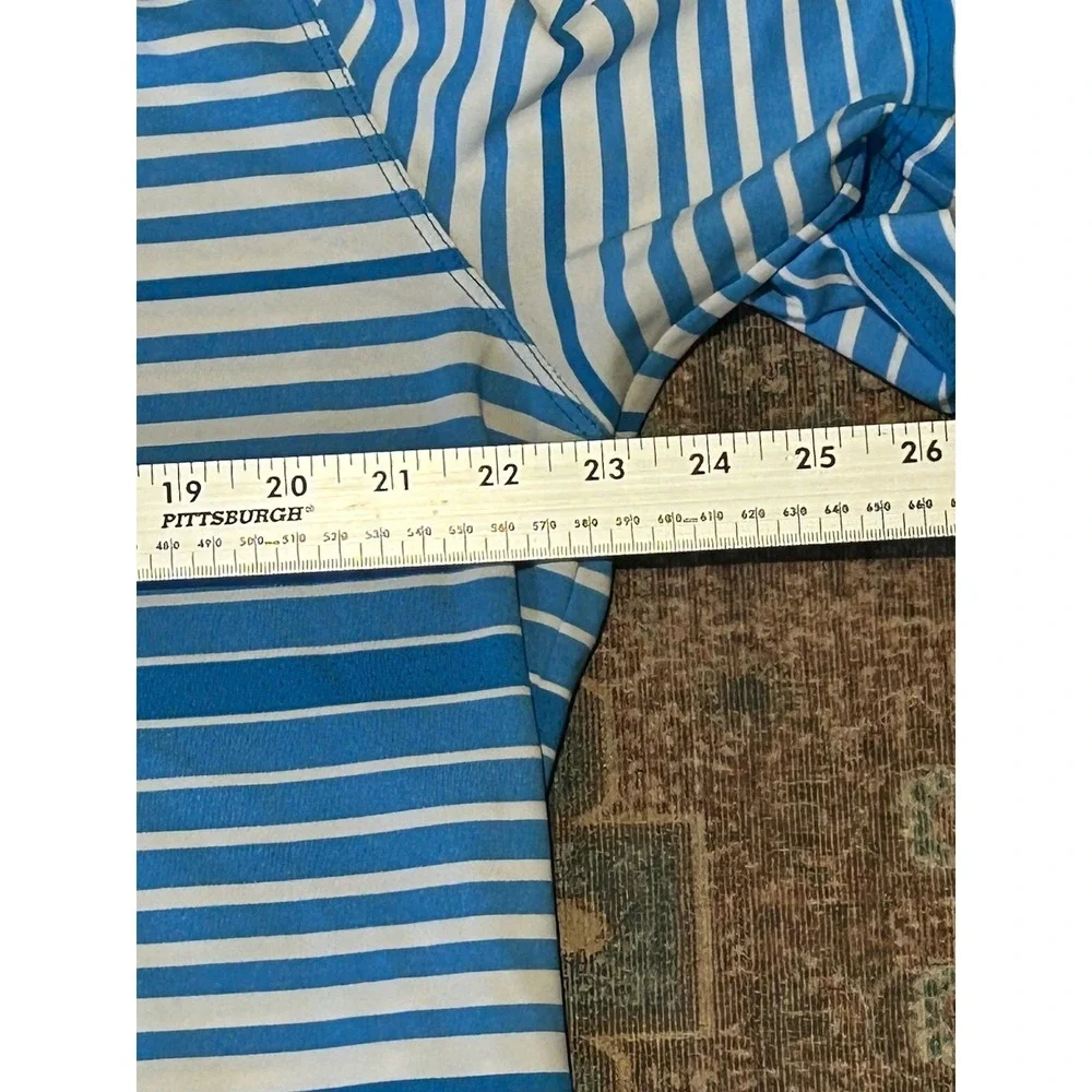 Nike Golf Polo Shirt Mens XL Blue Striped Robert Trent Jones Silver Lakes AL